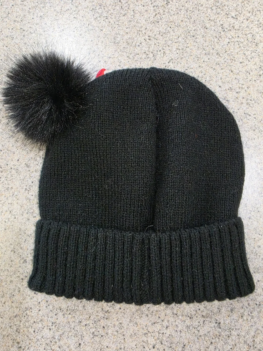 Disney Minnie Black Knit Beanie with Red Polka Dot Bow and Pom